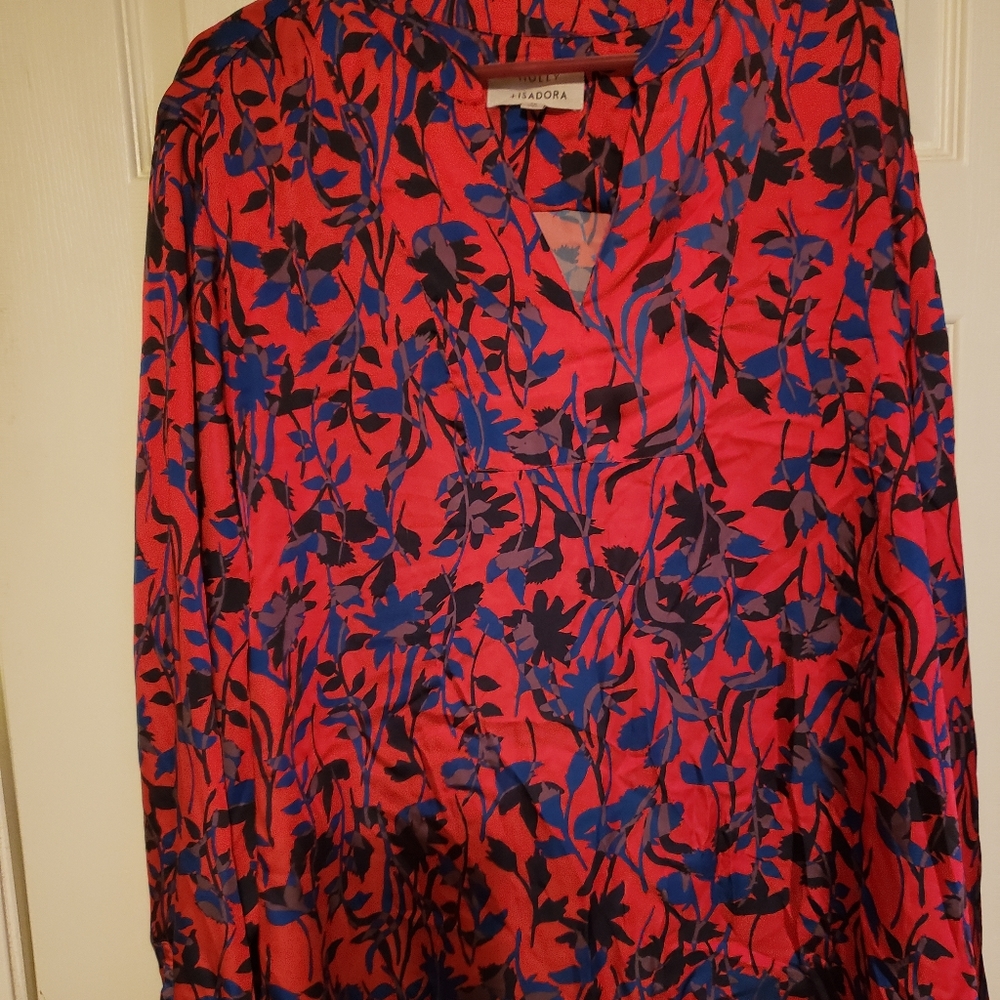 Plus size red and blue blouse